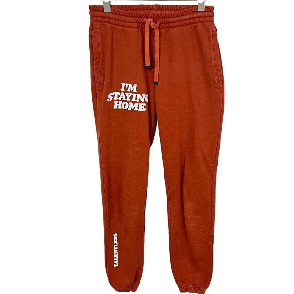 Talentless‎ Orange Rust "Im Staying Home" Sweatpants Women's Size Small